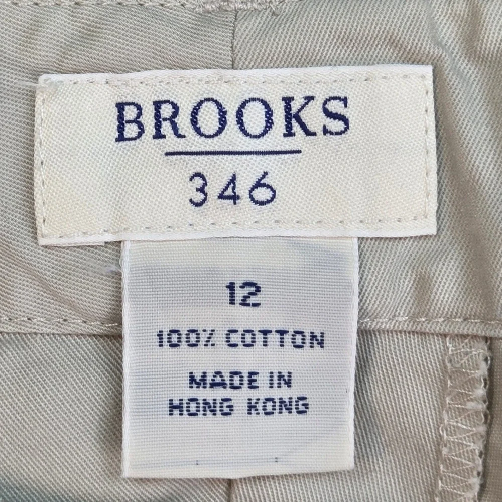 Brooks Brothers 346 Chino Pants Womens Sz 12 Straight Leg Cotton Twill Tan Beige
